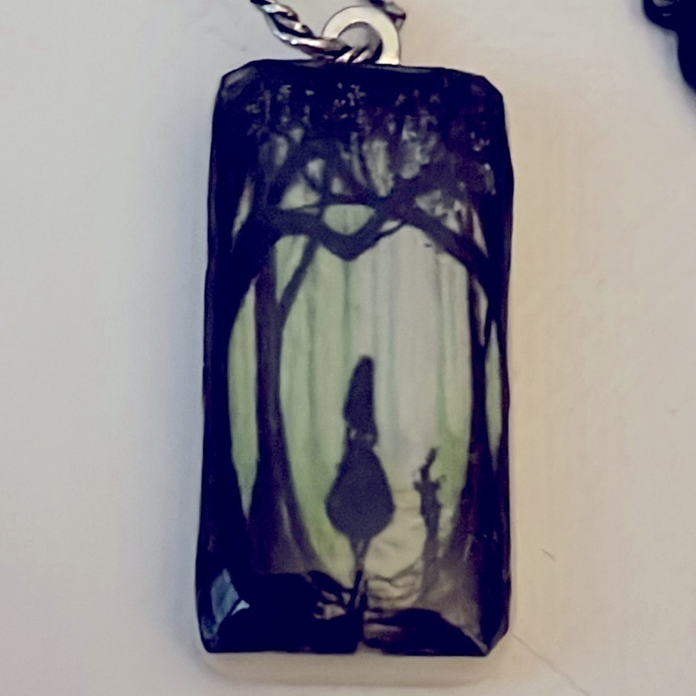 GOTHIC Alice In Wonderland Necklace Vintage Upcycled Domino
